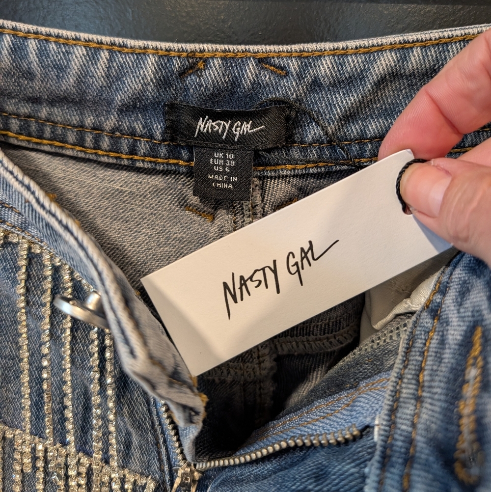 NASTY GAL 💎 Rhinestone Fringe Jeans - Picture 6 of 6